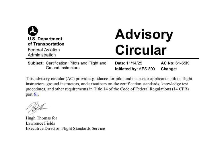 AC 61-65K cover page